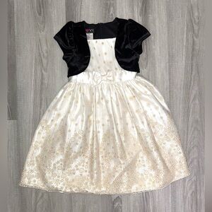 LOVE Knee Length Party Dress Black Ivory Gold Girls Size 10.
